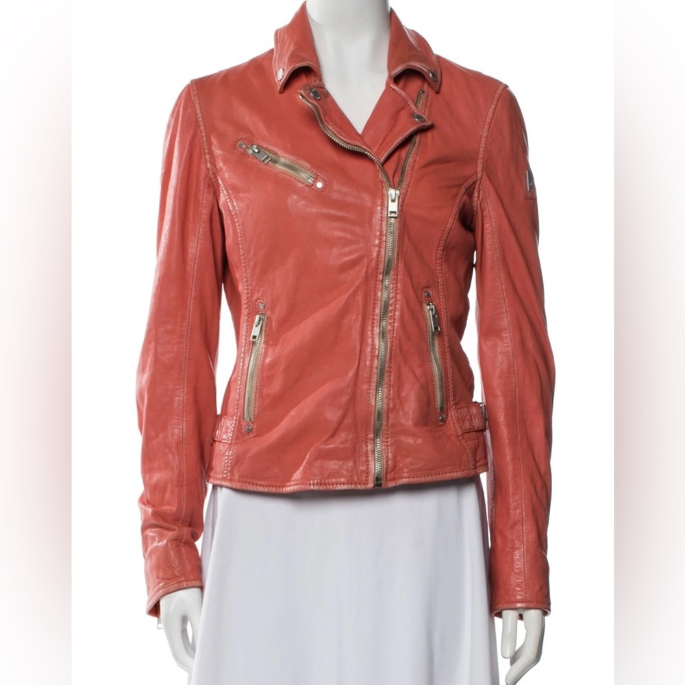 Mauri Vibrant Red Leather Jacket